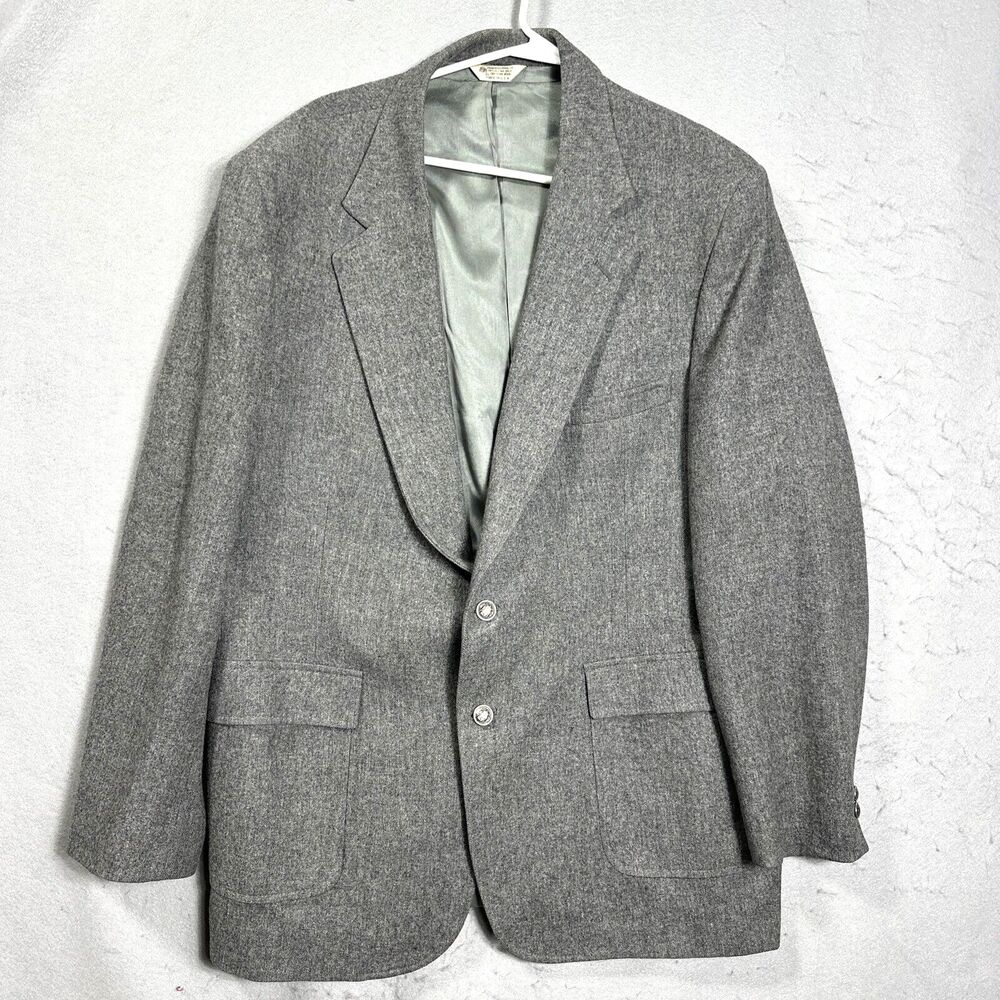 Dobbshire Customized Mens Wool Tweed Gray Suit Jacket Sz 46 L